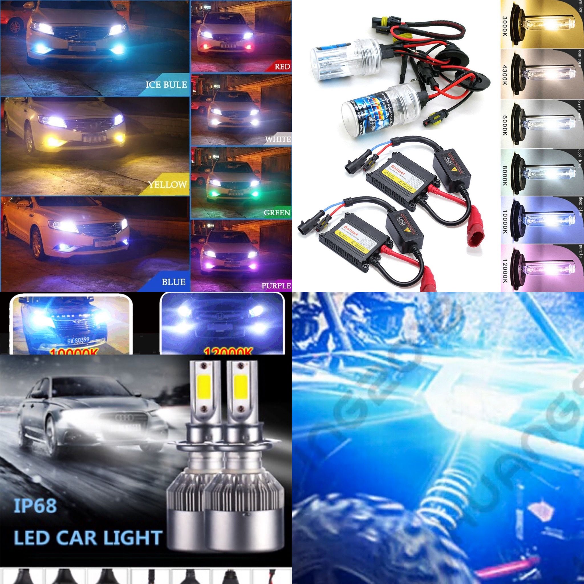 Led Headlight Bulbs - Hid Lights Kit - Any Color Blue White Purple Any Bulb - Lincoln Town Car To Chevy Silverado To Civic Colorado Truck Car Bike H11