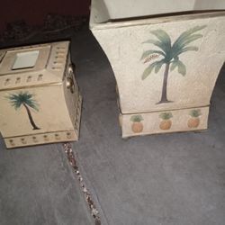Beautiful Matching Tissue Holder And Trash Can