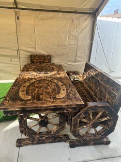 Table With Bench And Two Chairs 