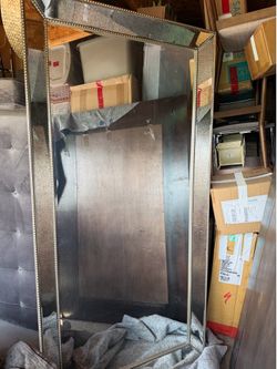 8ft mirror - silver with decorative gold accents