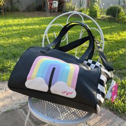 Brand New Betsy Johnson Rainbow Weekender Duffel Bag Purse