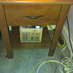 Wood Nightstand With Drawer 