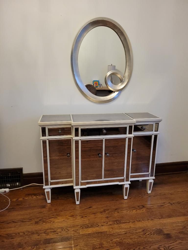 Buffet Table With Mirror Set