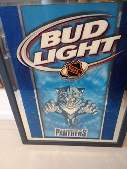 Vintage Bud Light Florida Panthers NHL framed Bar Mirror sign