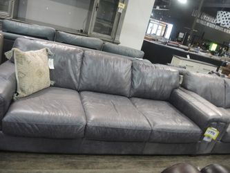 Gray Leather Track-Arm Sofa - Toscano Medici