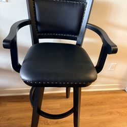 Set of 2 Black Extra Tall Boraam Augusta Swivel Bar Stools w/ Arms