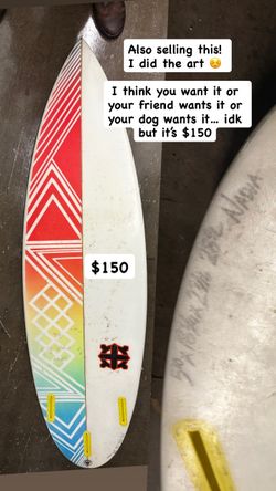 5’10” Custom-Painted Shortboard $150