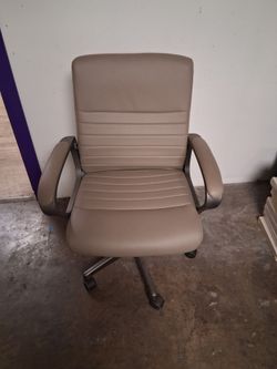 Tan Faux Leather Office Chair with Wheels