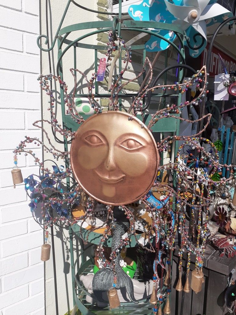 Weekend Special On This Large Metal Embellished Wind Chime Sun Face Wall Art
