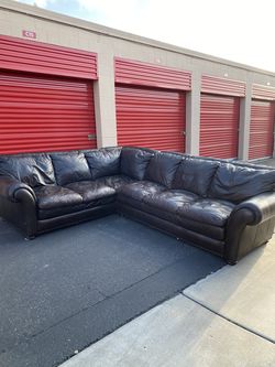 Comfy Brown Leather Sectional Sofa - DELIVERY AVAILABLE