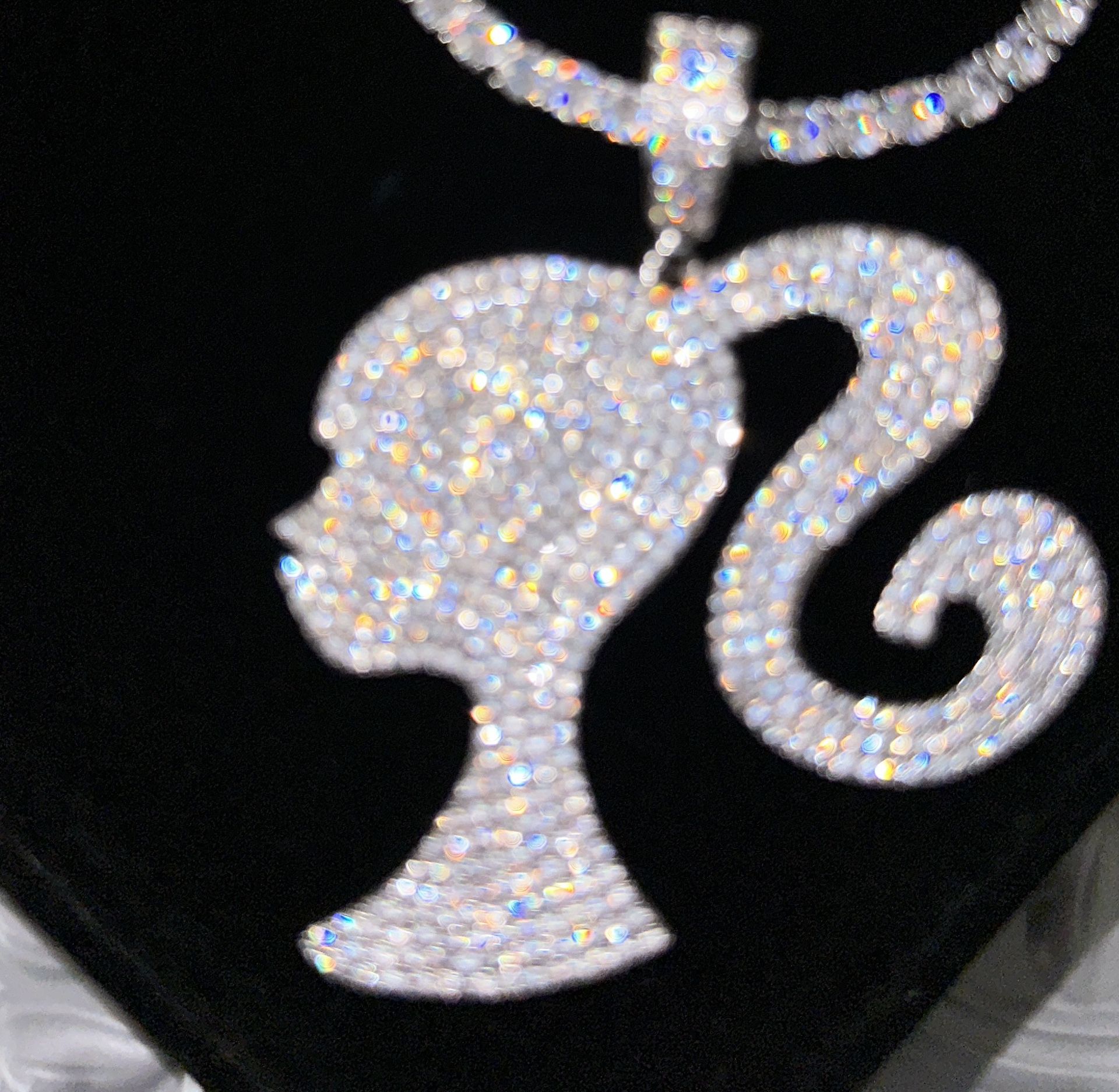 18 k Gold Plated Barbie Pendant & Tennis Chain 