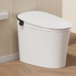 R&T FA59-T Bidet Toilet – Auto Open & Flush, Heated Seat, Warm Water Cleansing, Air Dryer, Dual Flush (1.1/1.6 GPF), Deodorizer, Night Light, Emergenc