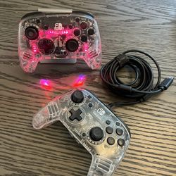 2 Clear Nintendo Switch Pro Controllers