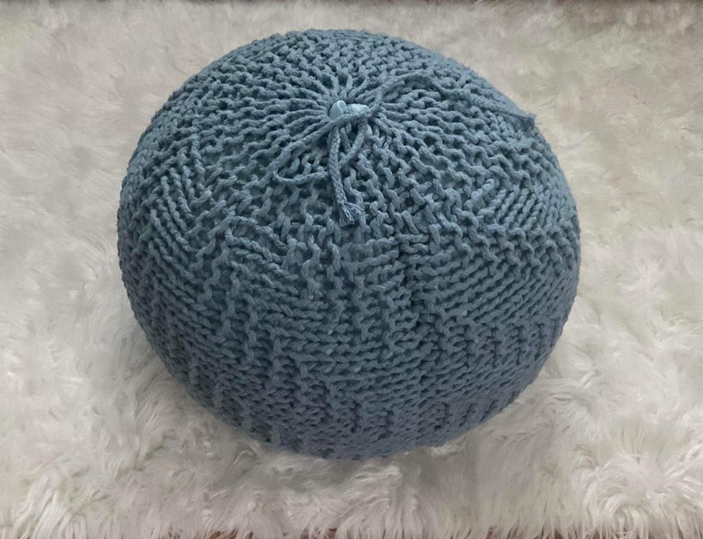 Blue Ottoman Puff-about 15 Inches Wide X 12 Inches Tall —$15 Firm
