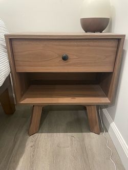 SET OF 2, Mid century modern 1 Drawer nightstand- color: mocha