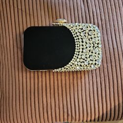 Black Diamond Studded Suede Evening Purse