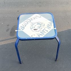 Small Custom Painted Glass Top Table 