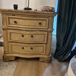 2 Nightstands Dresser SOLID WOOD AND MARBLE 
