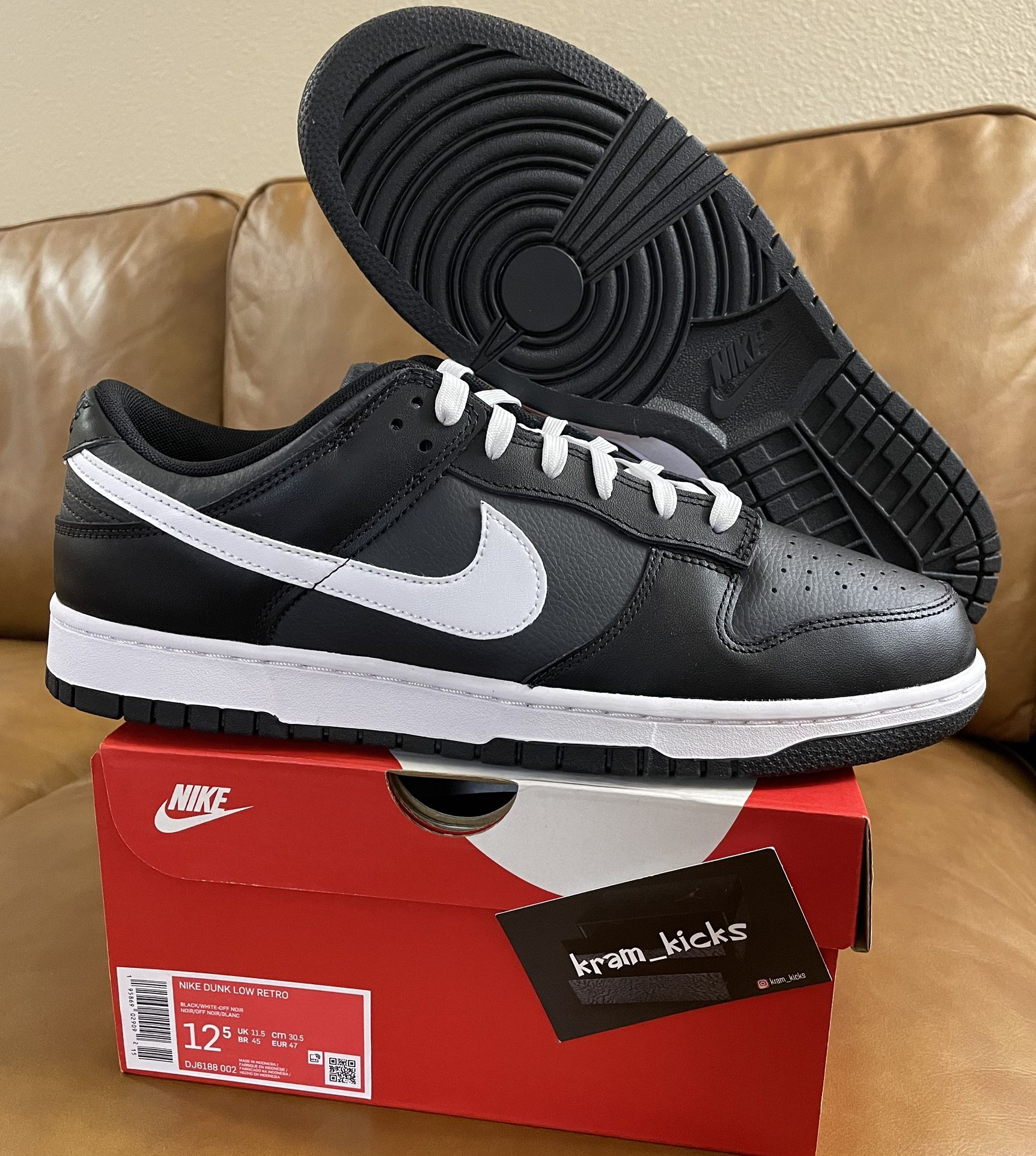 New* Nike Dunk Low Retro Panda 2.0 Black White MENS Size 12.5 US - DS OG All