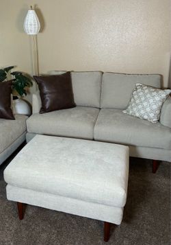 Living Spaces Sofa set of Loveseat + Ottoman