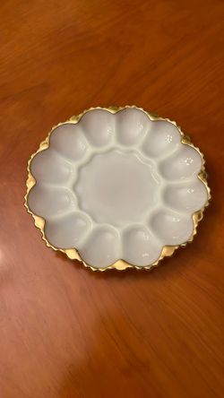 Vintage anchor, hocking, deviled egg dish
