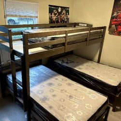 Triple Bunk Bed Frame And Mattresses 