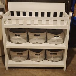 Changing Table with Woven Storage Baskets