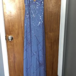 BCBG Max Azria Teal Satin With Purple Overlay With Sequins Size Small