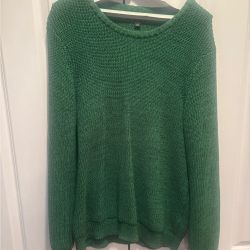 Women's INC Emerald Green Knit Sweater, Size L, Crew Neck