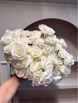 Faux White Roses