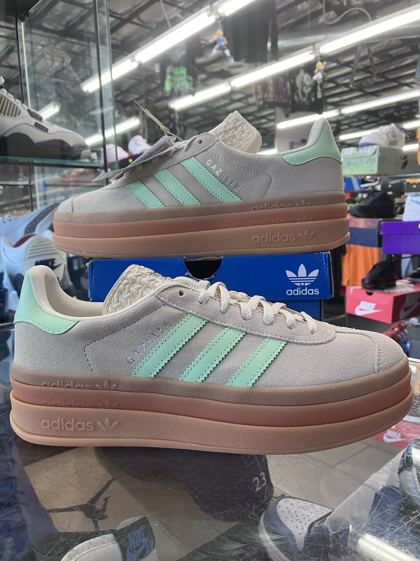 Women’s Adidas Originals Gazelle Bold Green Tan
