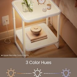 2-Tier Side Table with LED Lights