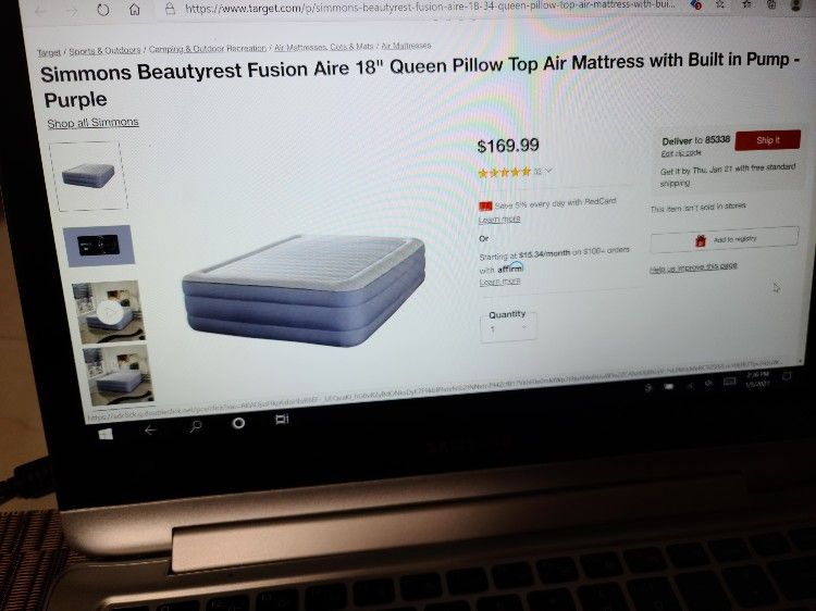 Simmons Beautyrest Fusion Aire Queen Pillow Top Air Mattress