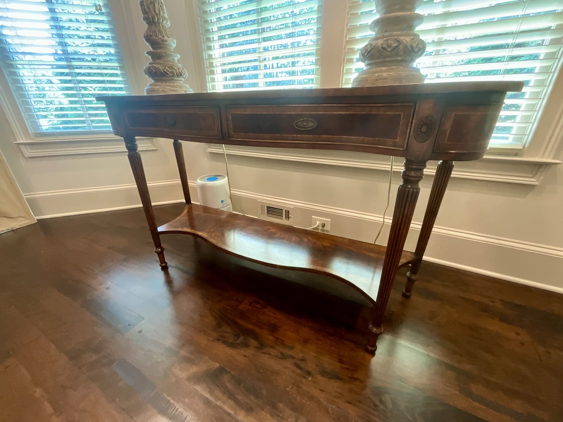 Johnathan Charles Mahogany Serpentine Inlaid Console
