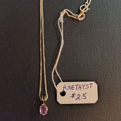 Amethyst Pendant With Chain 
