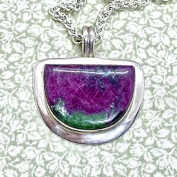 New Ruby in Zoisite Large Pendant Necklace