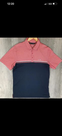 Travis Mathew Polo Shirt Men's L Red & Blue SS Stretch Golf RN123280 Pima #5