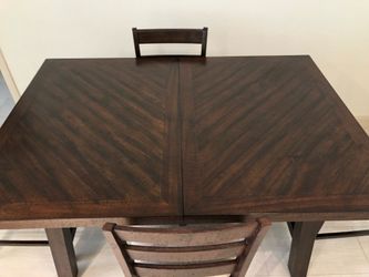 Rustic Counter-Height Dining Table Set with 4 Chairs – Dark Wood