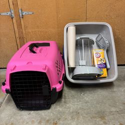 Cat Kennel . 4 Litter Boxes, Feeder,  Floor Mat. Scoopet