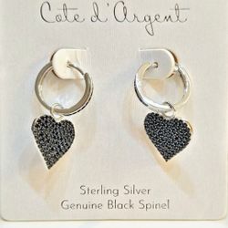 SHIPPING ONLY  *  .925 Sterling Silver Black Spinel Gemstone Earrings 