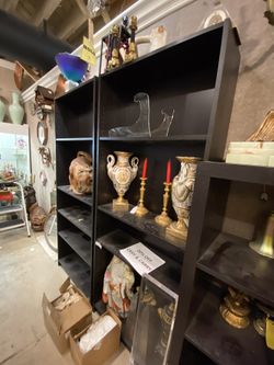 Pair Of Black Or Dark, Brown Wooden Adjustable, Show Case Or Shelf Great For Business Office And Decorative Houses