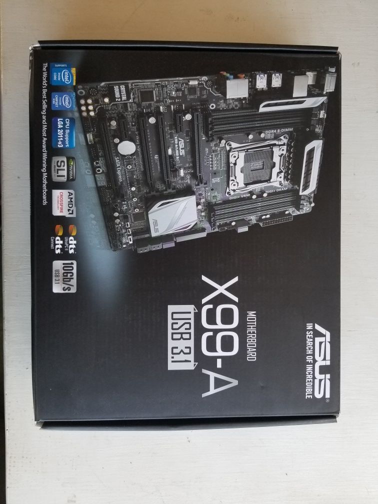 Intel i7-5820k with Asus X99-A board plus corsair cooler