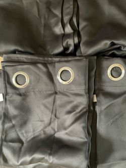 Curtains Drapes Black Grommet Panel Room Darkening Curtain Panels 120” L x52” W Two for $12-(20) Available