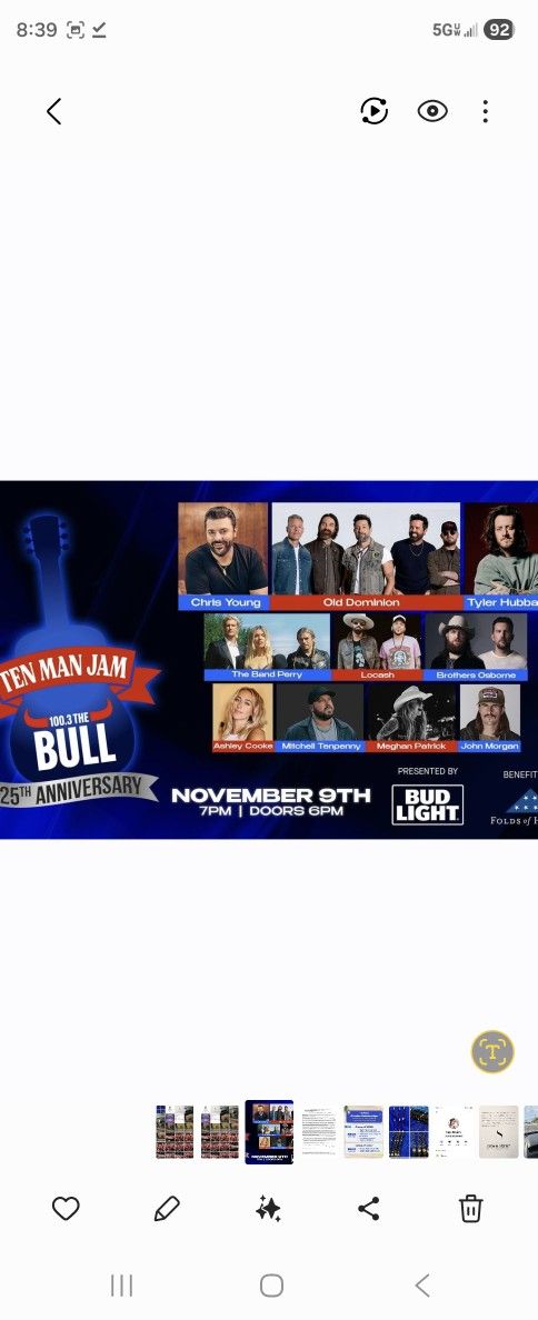 Ten Man Jam Tickets (4 Total) (Sold Out Show) (Open To Offers)