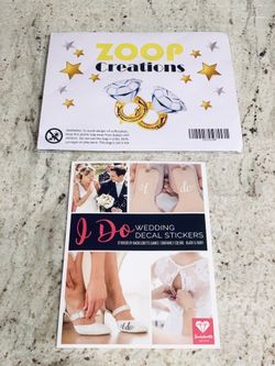 2 Package NEW Bachelorette Bridal Set — 2 NEW Wedding Decal Stickers for Bridal Photos or Wedding Day — 2 NEW Giant 45" Diamond Wedding Ring Balloons