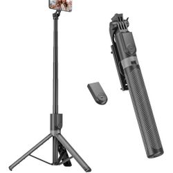 71” Phone Tripod & Selfie Stick, Portable All in One Extendable Cell Phone Tripod Stand, with Wireless Remote Control for iPhone/Samsung/Android/Camer