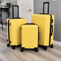 🧳✨ BRAND NEW 3-Piece Hardshell Luggage Set – $90 FIRM ✨🧳  Travel in style with this beautiful yellow luggage set! Perfect for vacations, cruises, bu