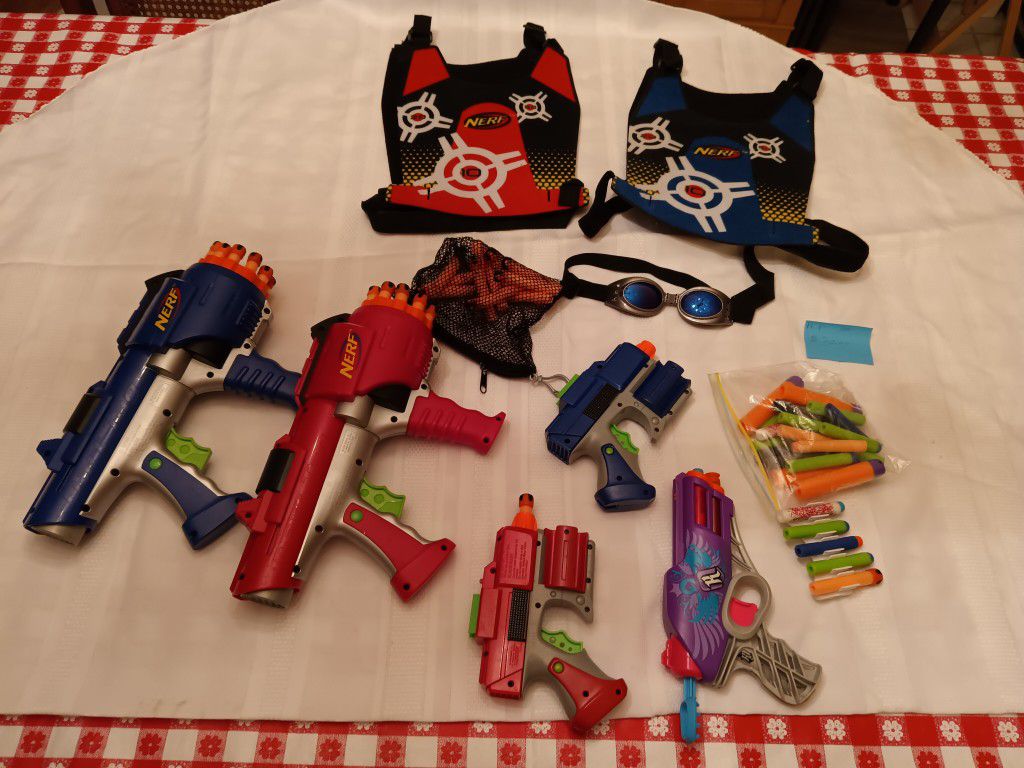 11 Piece Nerf Toy Lot Dart Tag Guns