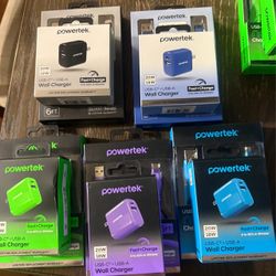 Powertek 20W/18W USB-C + USB-A Fast Charge Wall Chargers