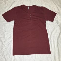 American Apparel Short Sleeve Henley V-Neck T-Shirt Adult M